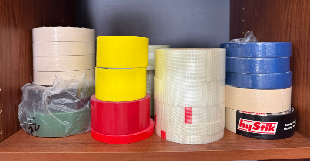 Packaging tape roll split from poor storage conditions